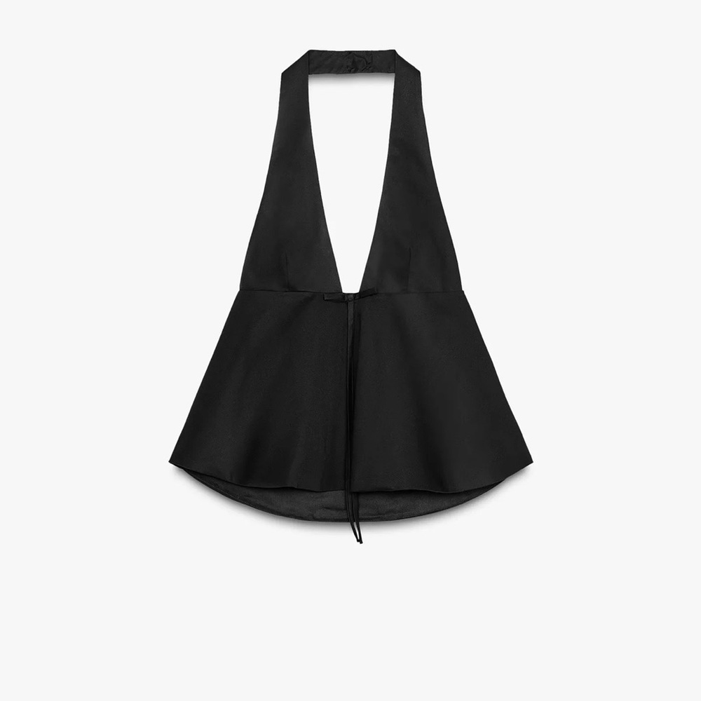 Zara Black Halter Peplum Top